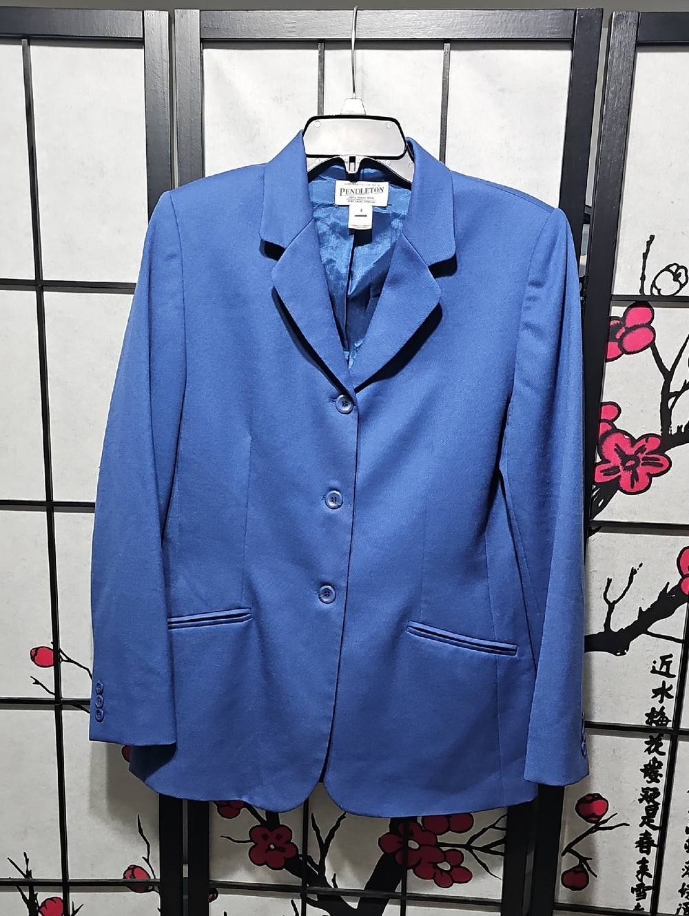 Pendleton Vintage Virgin Wool Blue Blazer Jacket Size 8